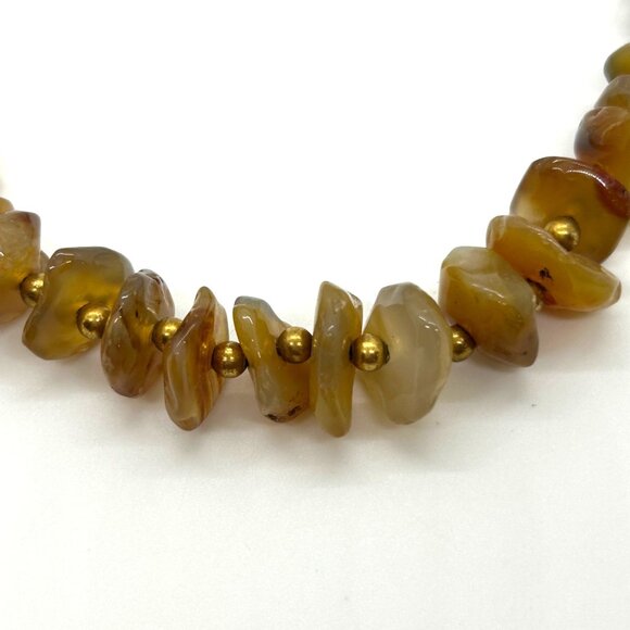 Vintage Amber Nugget Necklace Graduated Butterscotch Honey Chips With Gold-Tone - Picture 3 of 16
